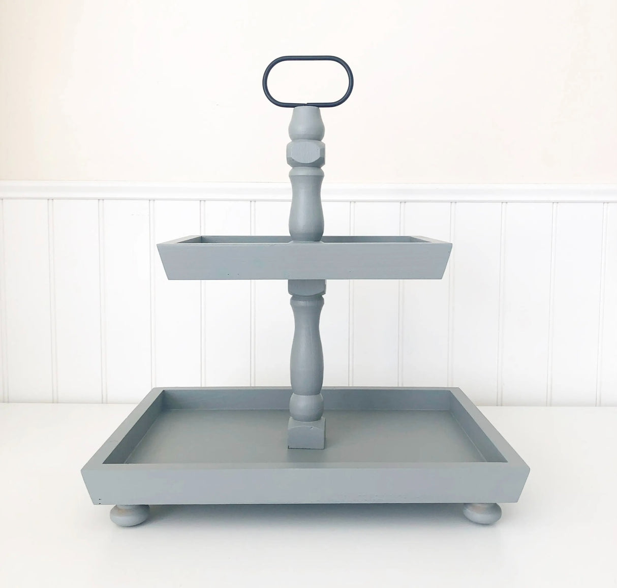 Farmhouse Gray Rectangle Tiered Tray – Extra Spacious