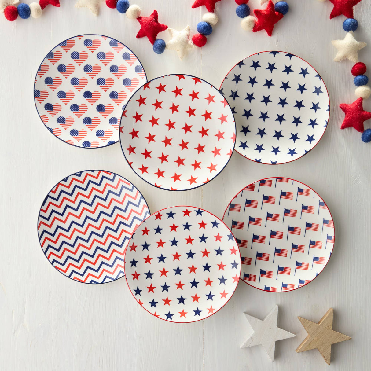 Stars & Stripes 8.75" Patriotic Porcelain Salad Plate – Choose Your Design