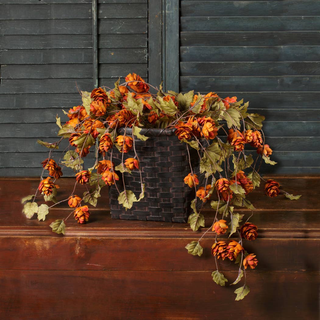 Hanging Sienna Hops Spray – Cascading Faux Floral Stem for Autumn & Harvest Décor
