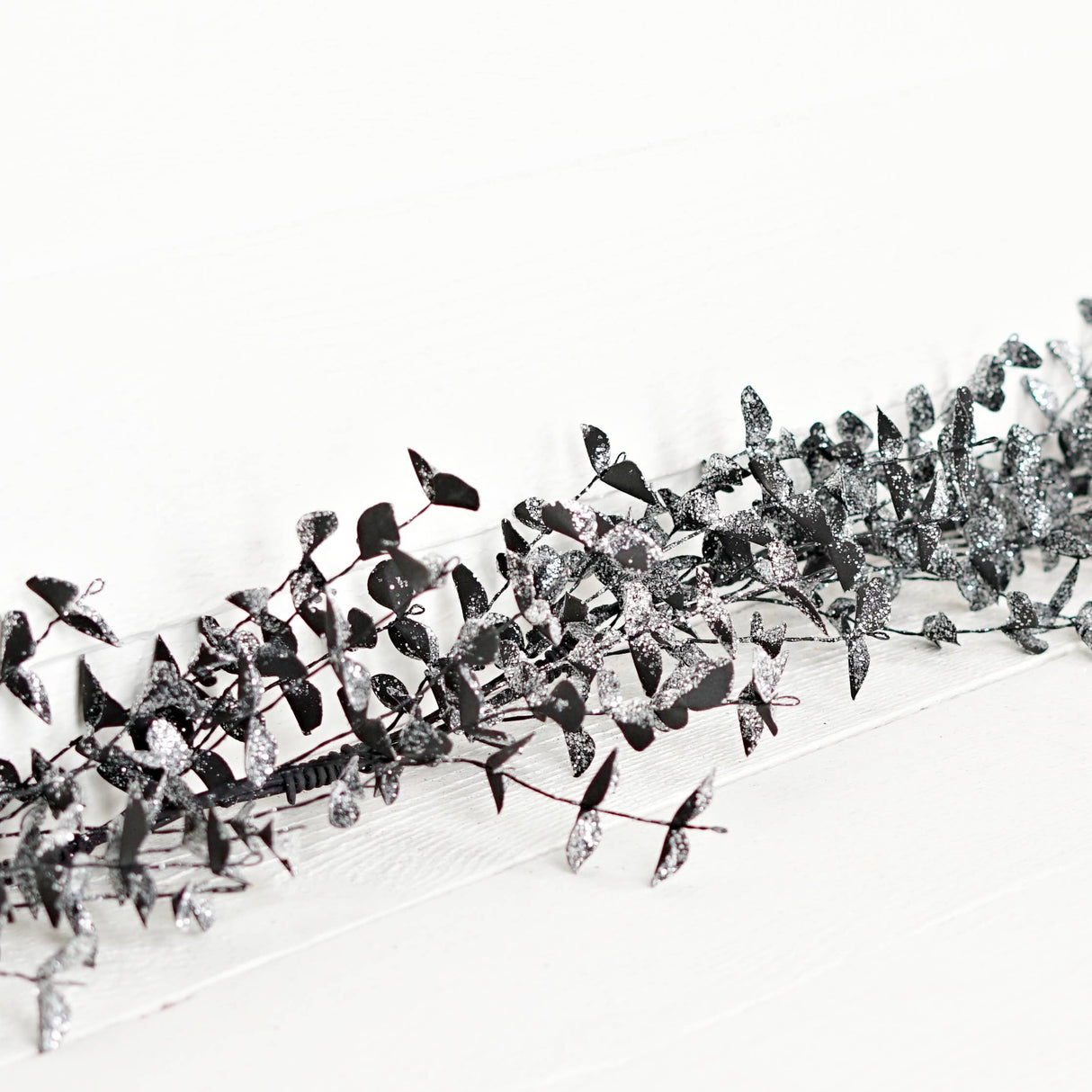 4ft Sparkle Glitter Black Eucalyptus Garland