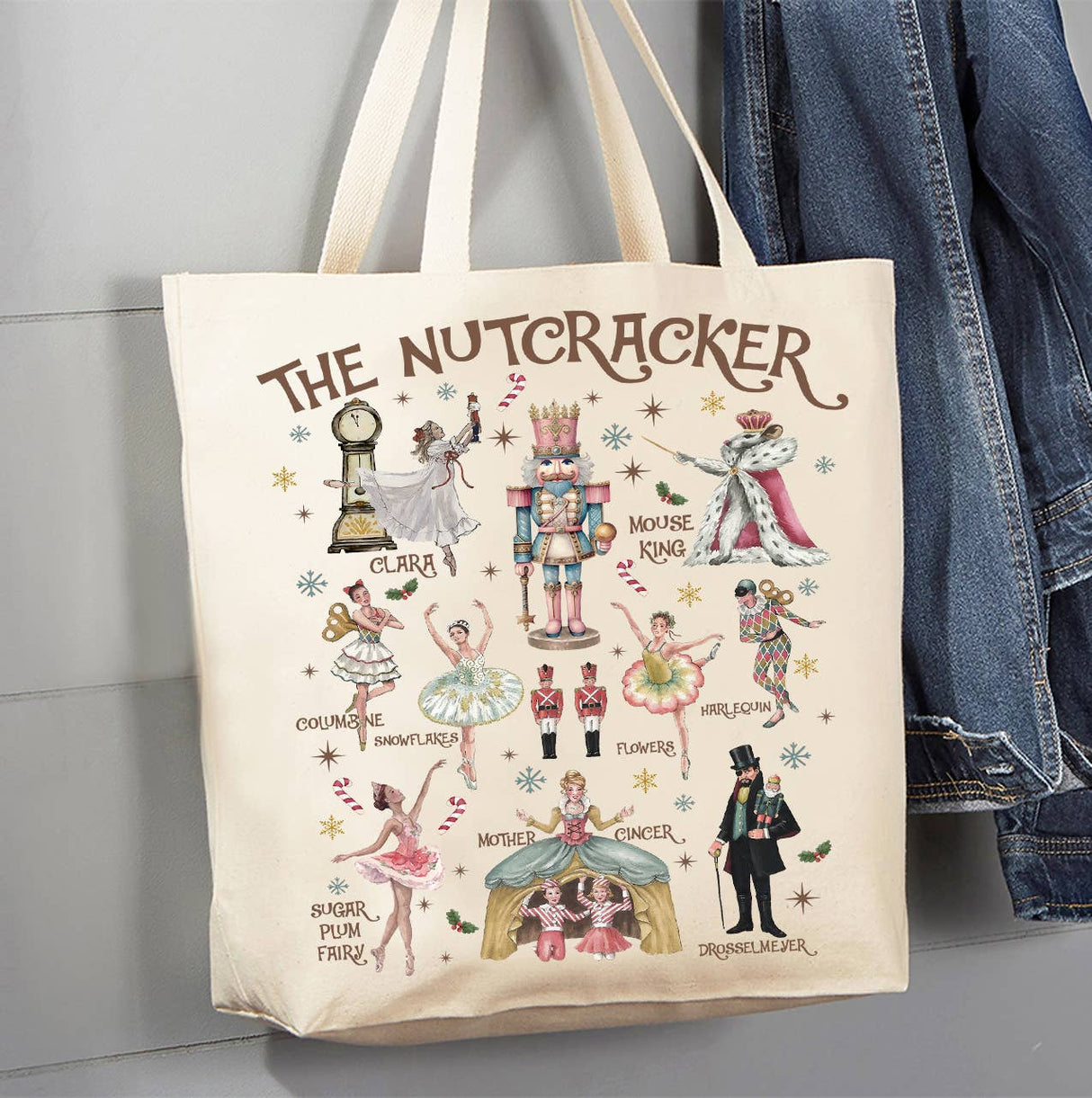 Christmas Nutcracker Ballet Canvas Tote Bag