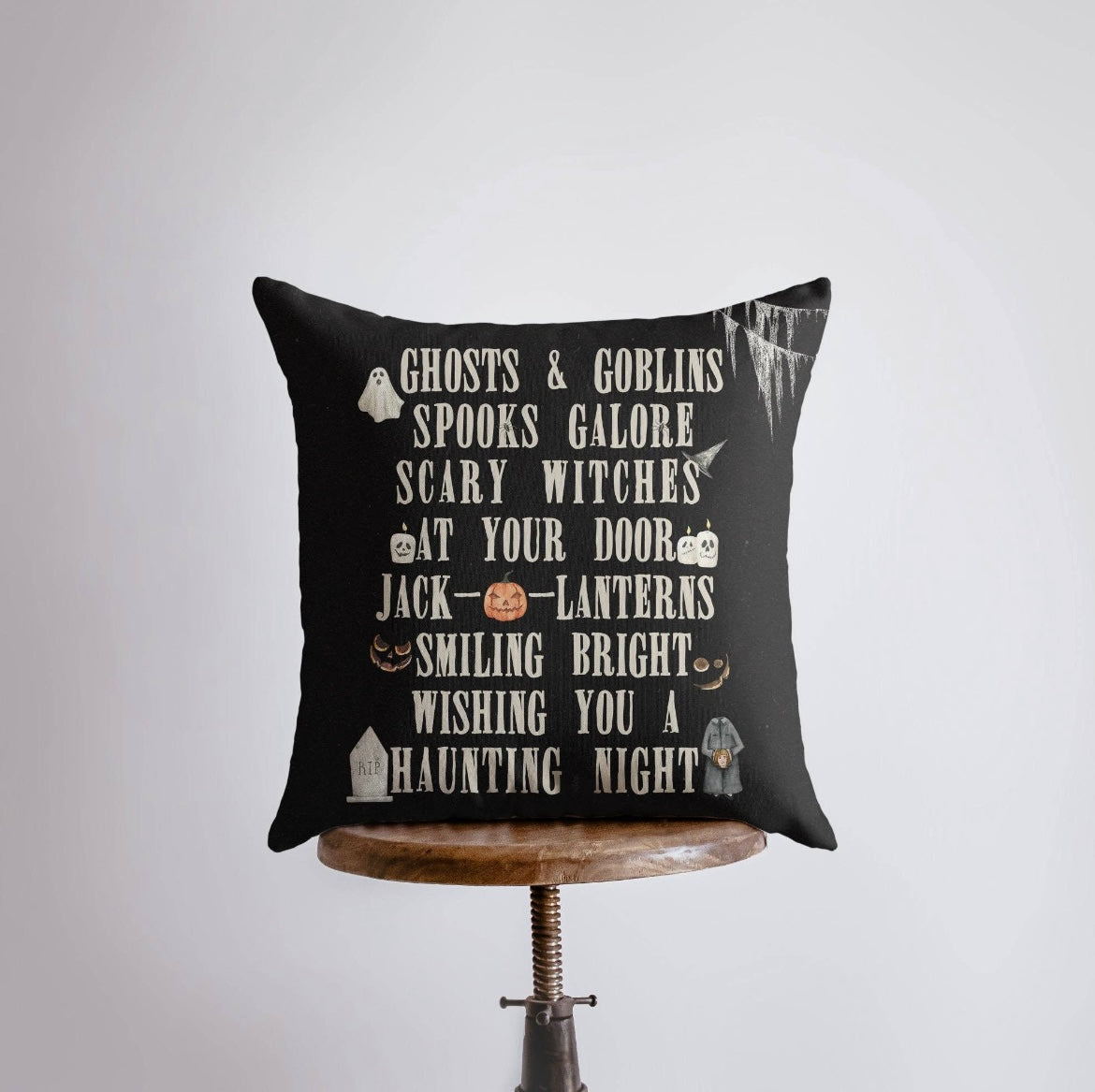 Ghosts and Goblins Halloween Pillow Cover – 12x12