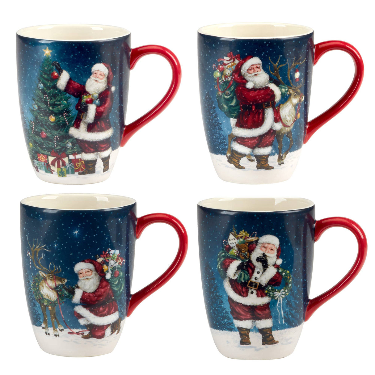 Santa Mugs – Storybook Winter & Christmas Coffee Mugs (Sold Individually)
