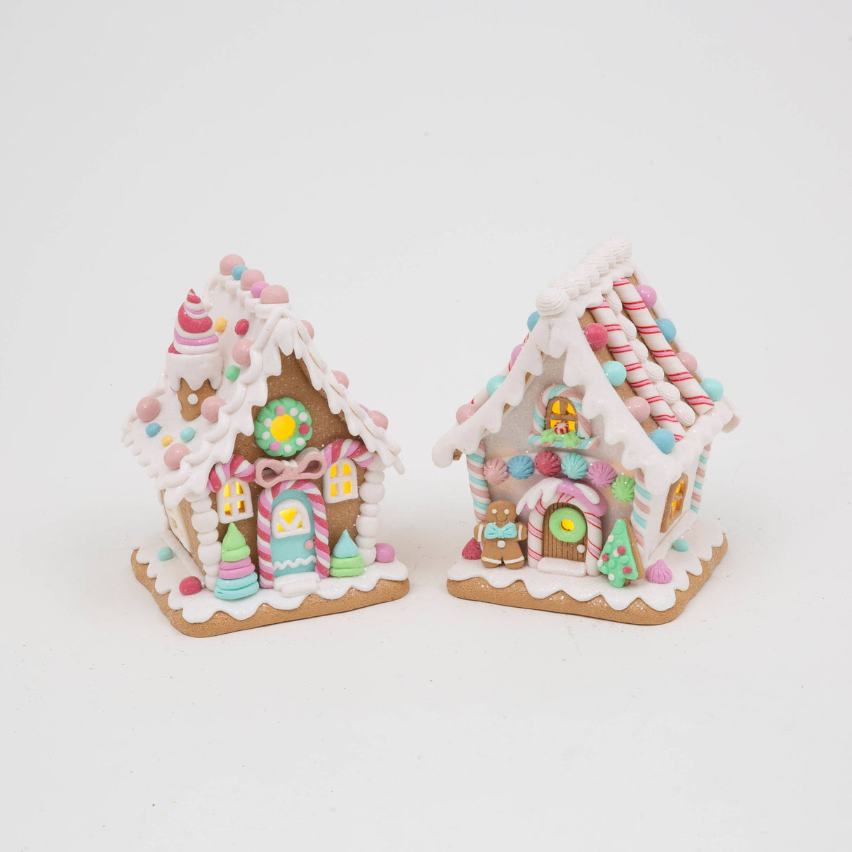 Pastel Lighted Candy Gingerbread Houses – 7" (Two Styles Available)