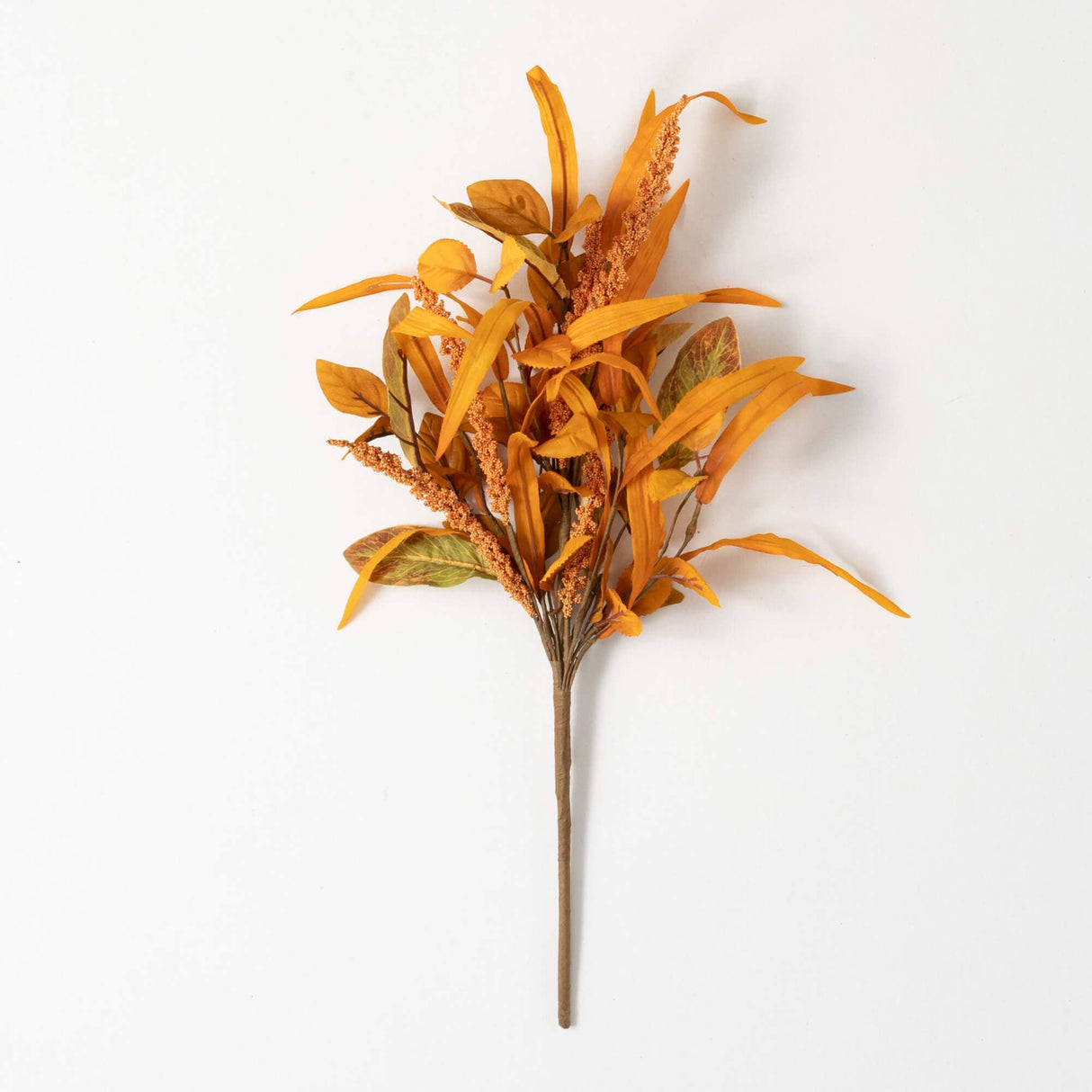 Fall Leaf & Seed Pick – Autumn Faux Stem in Sunset Hues (21″)