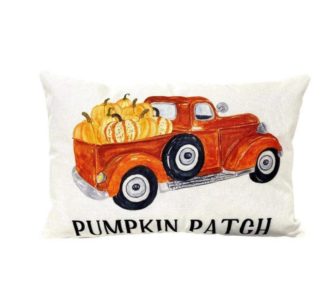 Pumpkin Patch Truck Fall Pillow Cover – 12x18