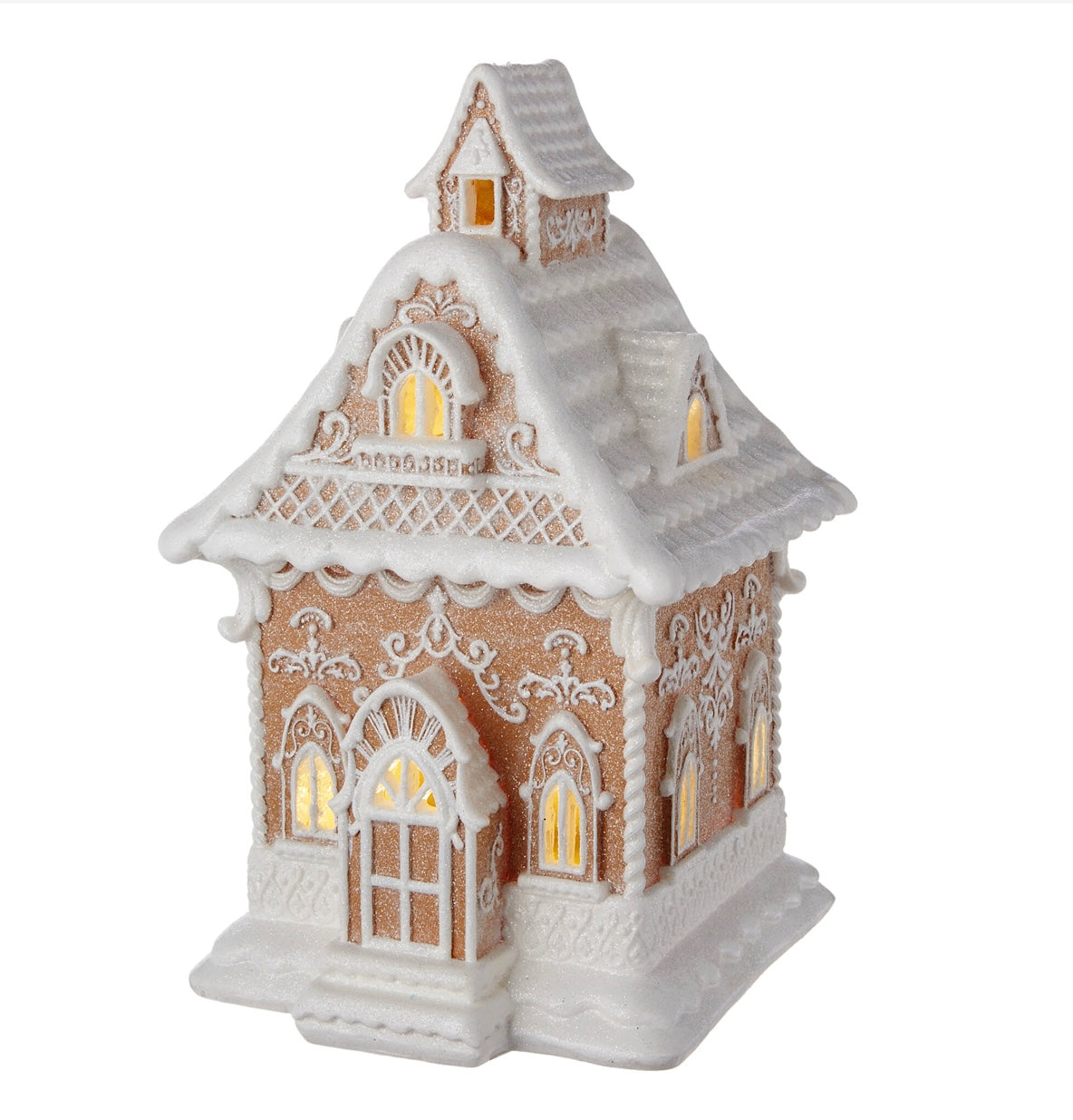 White Icing Lighted Gingerbread House – 13"
