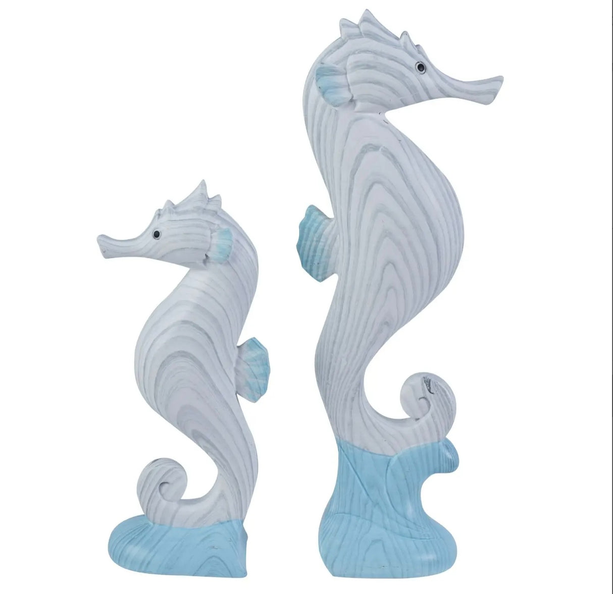 Set of 2 Small Seahorse Figurines – Coastal Resin Décor