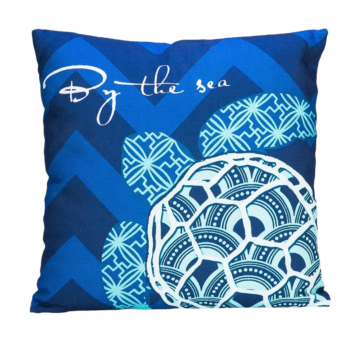 Beachcombers Coastal Life Blue Turtle “By the Sea” Throw Pillow
