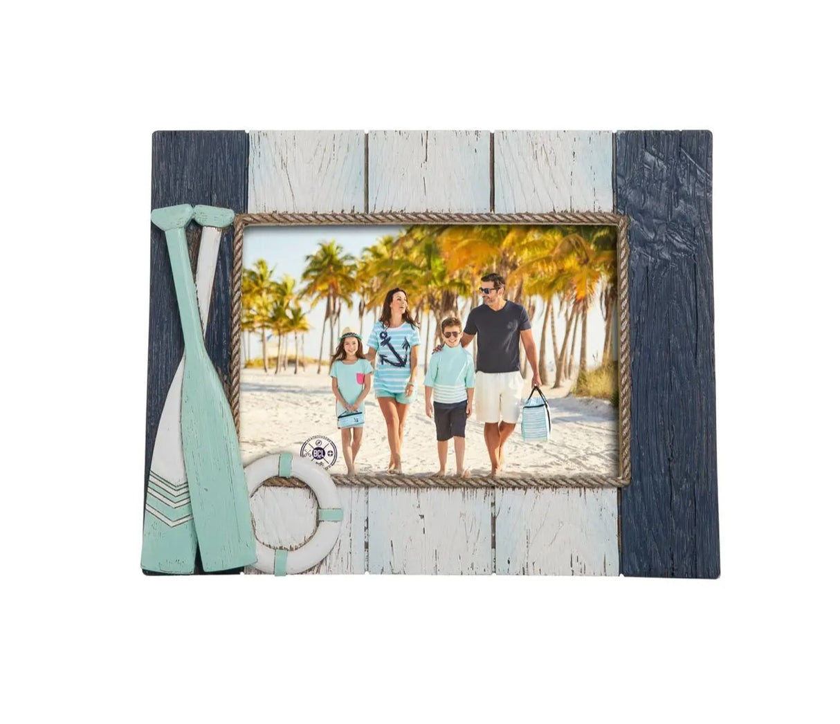 Nautical Dual Oar Photo Frame – Beachcombers 4x6 Resin Coastal Decor for Lakehouse, Beach Cottage, or Boat House