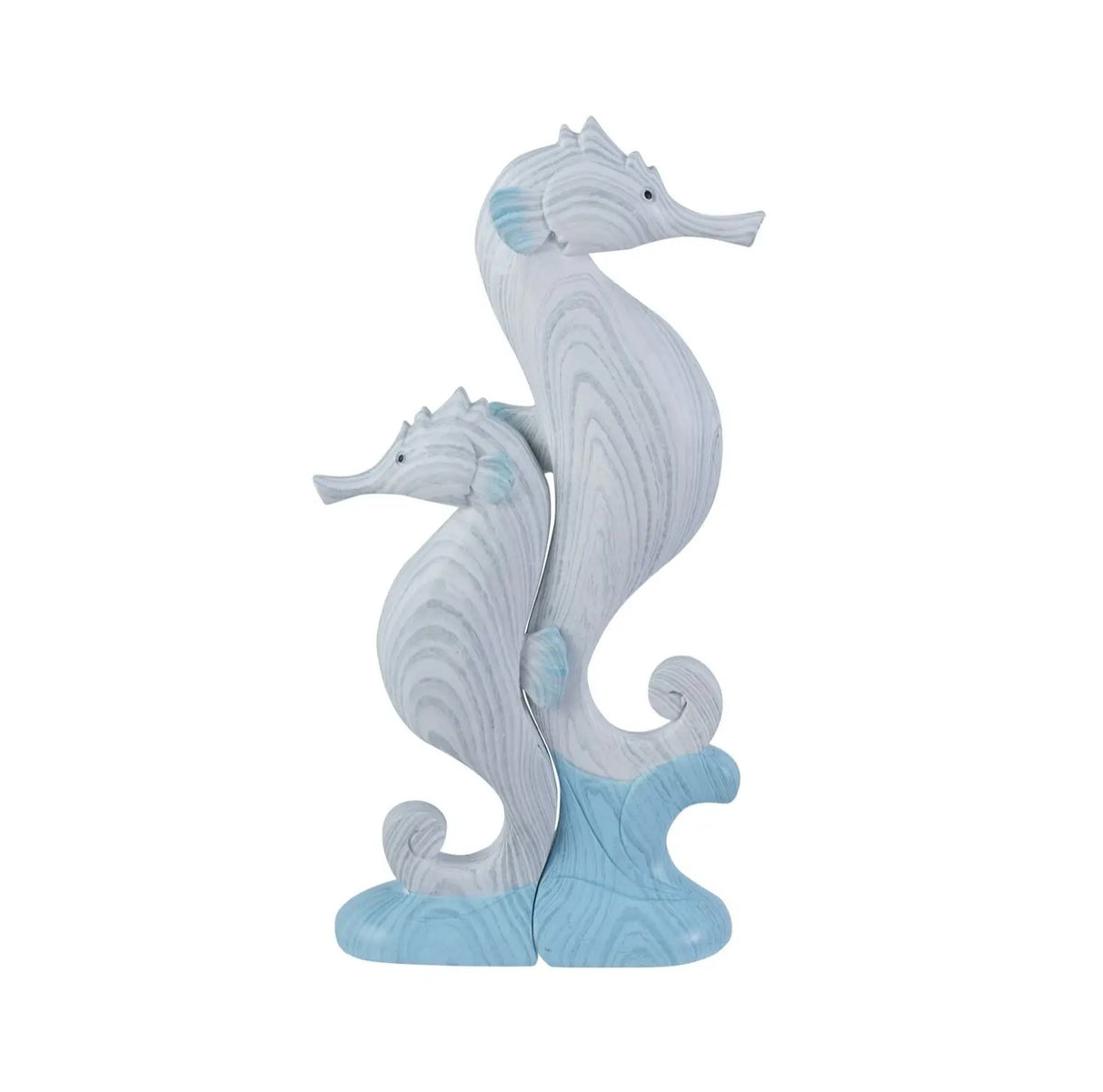 Set of 2 Large Seahorse Figurines – 8" Coastal Resin Décor