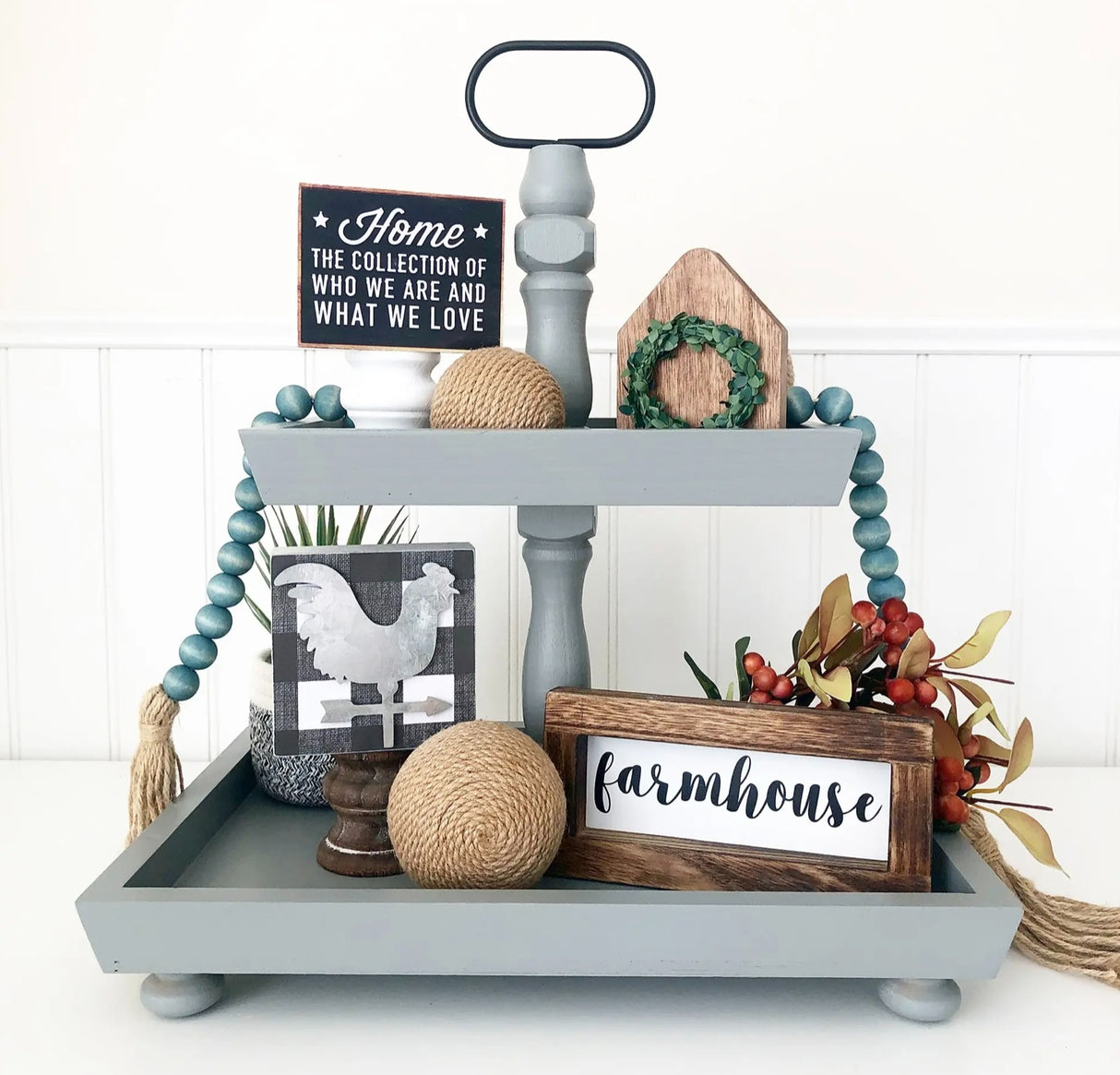Unfinished Farmhouse Tiered Tray Decor Kit – Set of 4