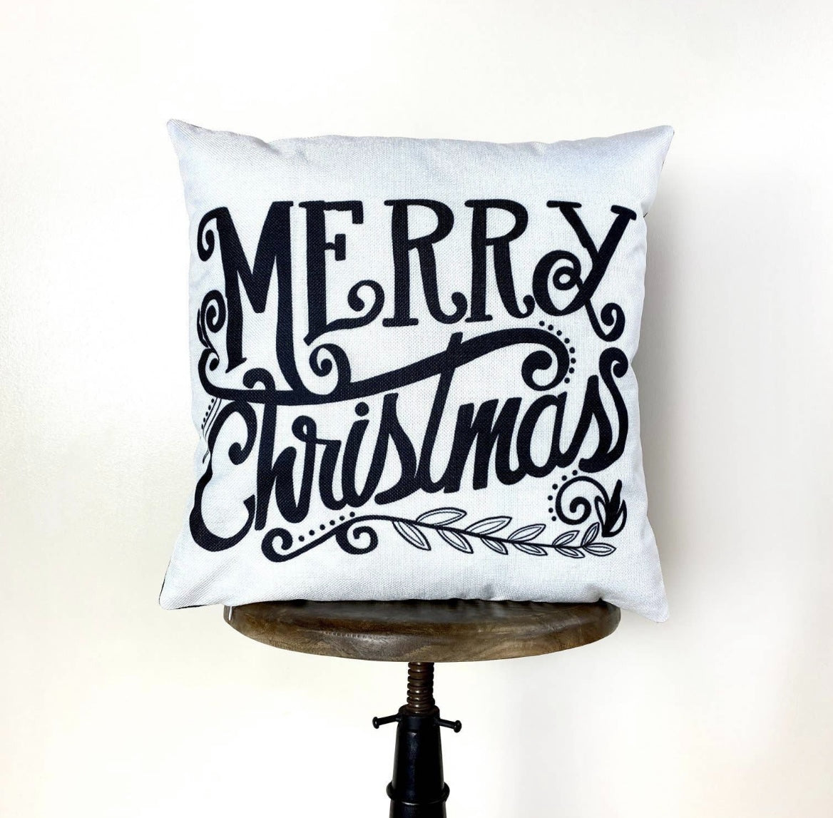 Script Merry Christmas Throw Pillow Cover – 12" x 12"