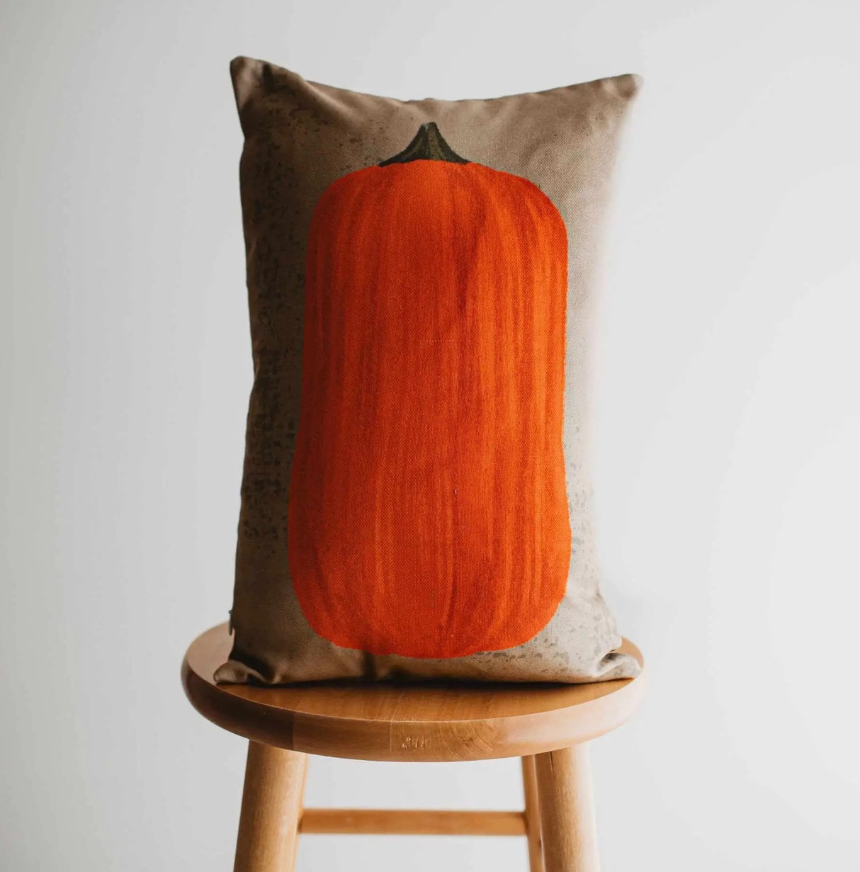 Primitive Bright Orange Pumpkin Pillow Cover – 18x12"