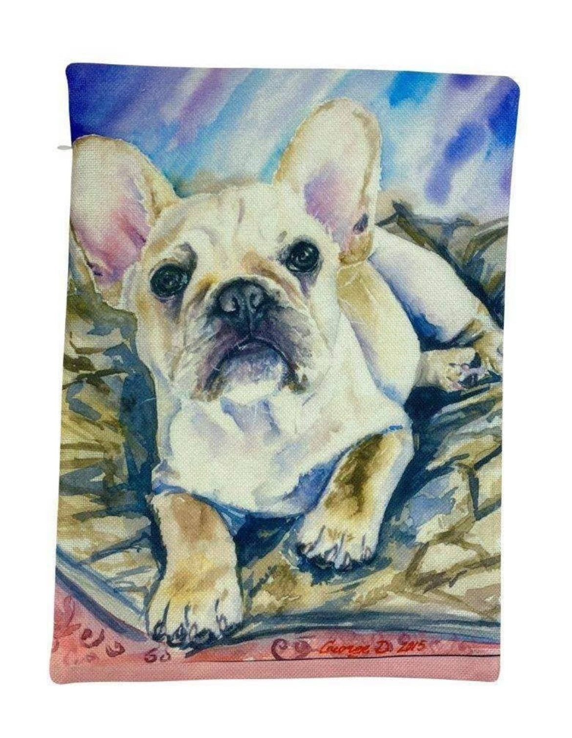 French Bulldog Watercolor Pillow Cover – 12x16