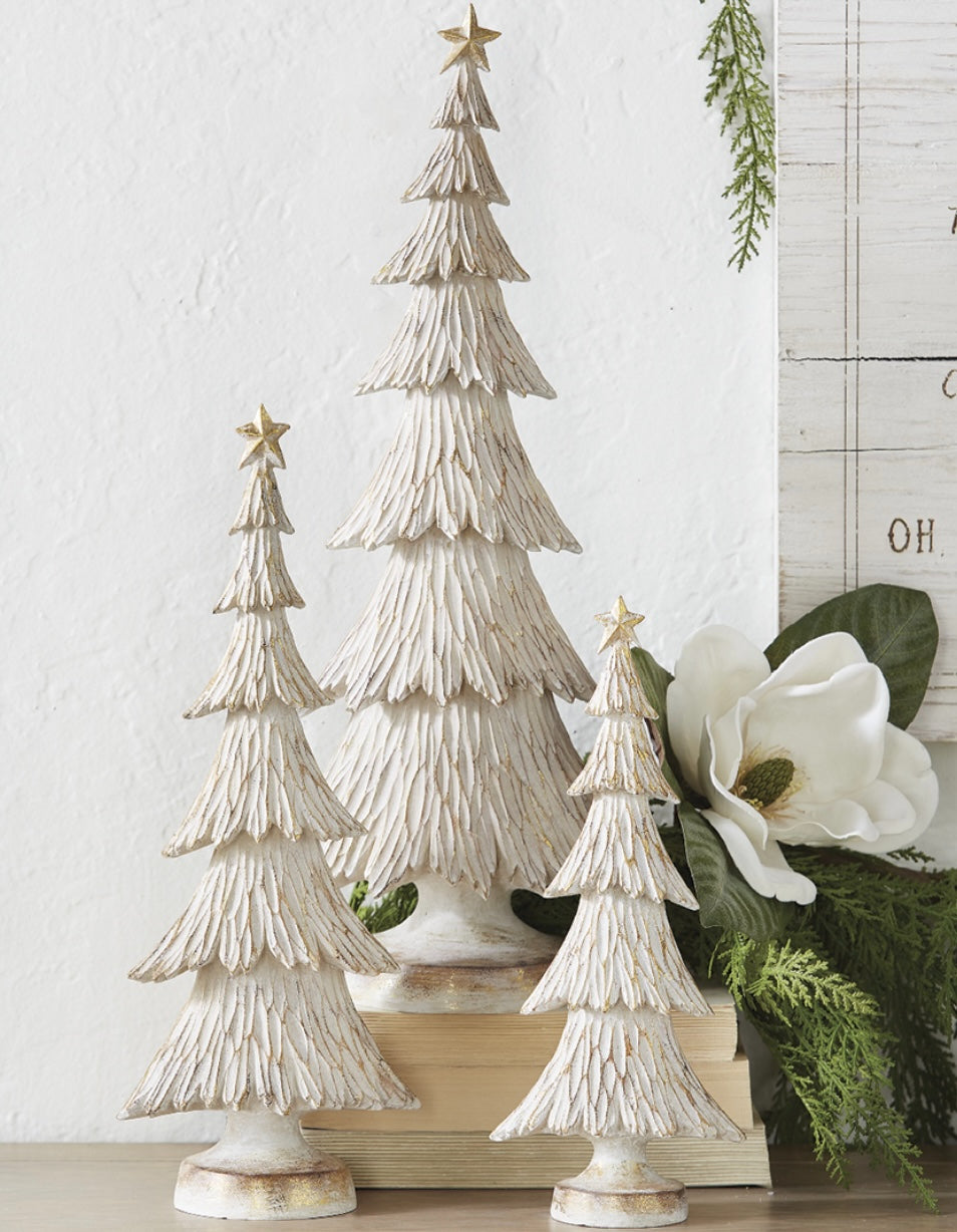 White Washed Tiered Trees – Set of 3
