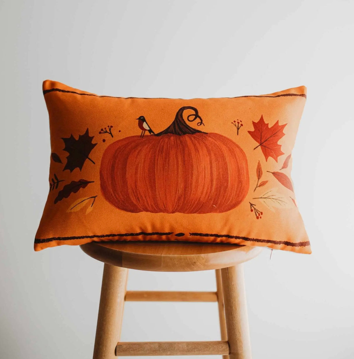 Primitive Fall Orange Pumpkin Pillow Cover – 18x12