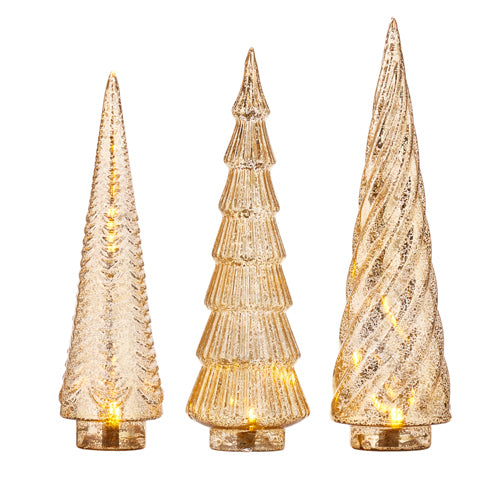 Illuminated Mercury Glass Trees – Set of 3