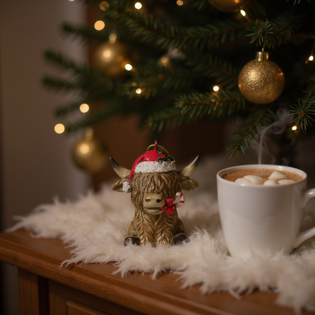 Highland Holiday Charm – Top Hat or Santa Hat Ornament