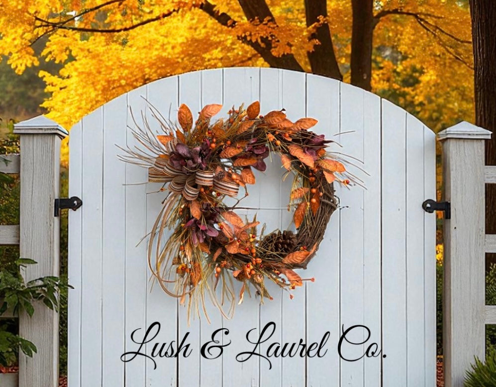 Rustling Pines & Ribboned Leaves Wreath