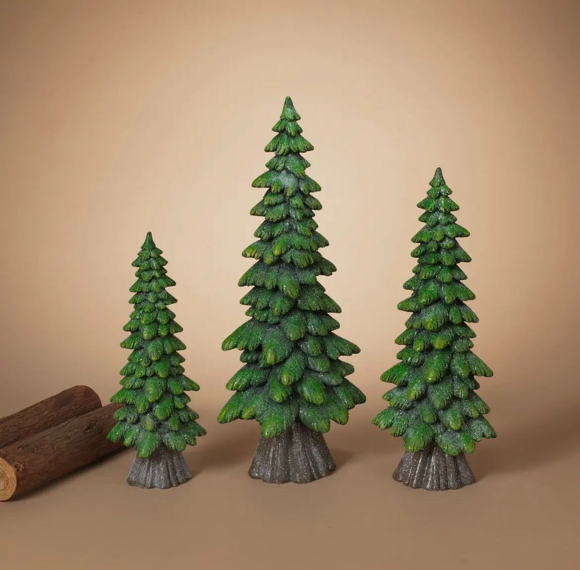 Large Resin Evergreen Trees – Set of 3 | Year-Round Mantel & Tray Styling