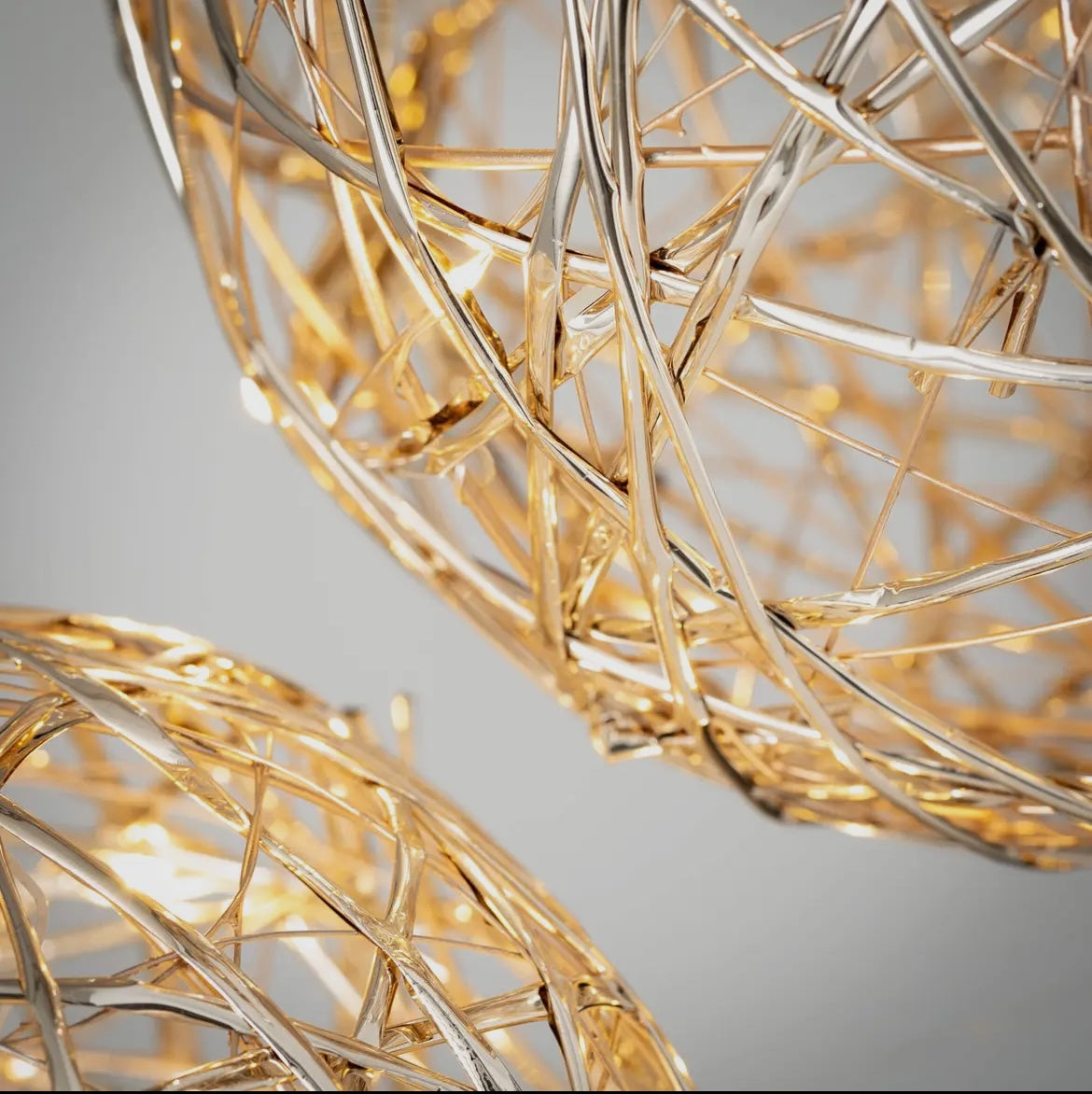 Lighted Hanging Ball Ornaments – Set of 2 | Silver or Gold Metal Globes with LED Lights