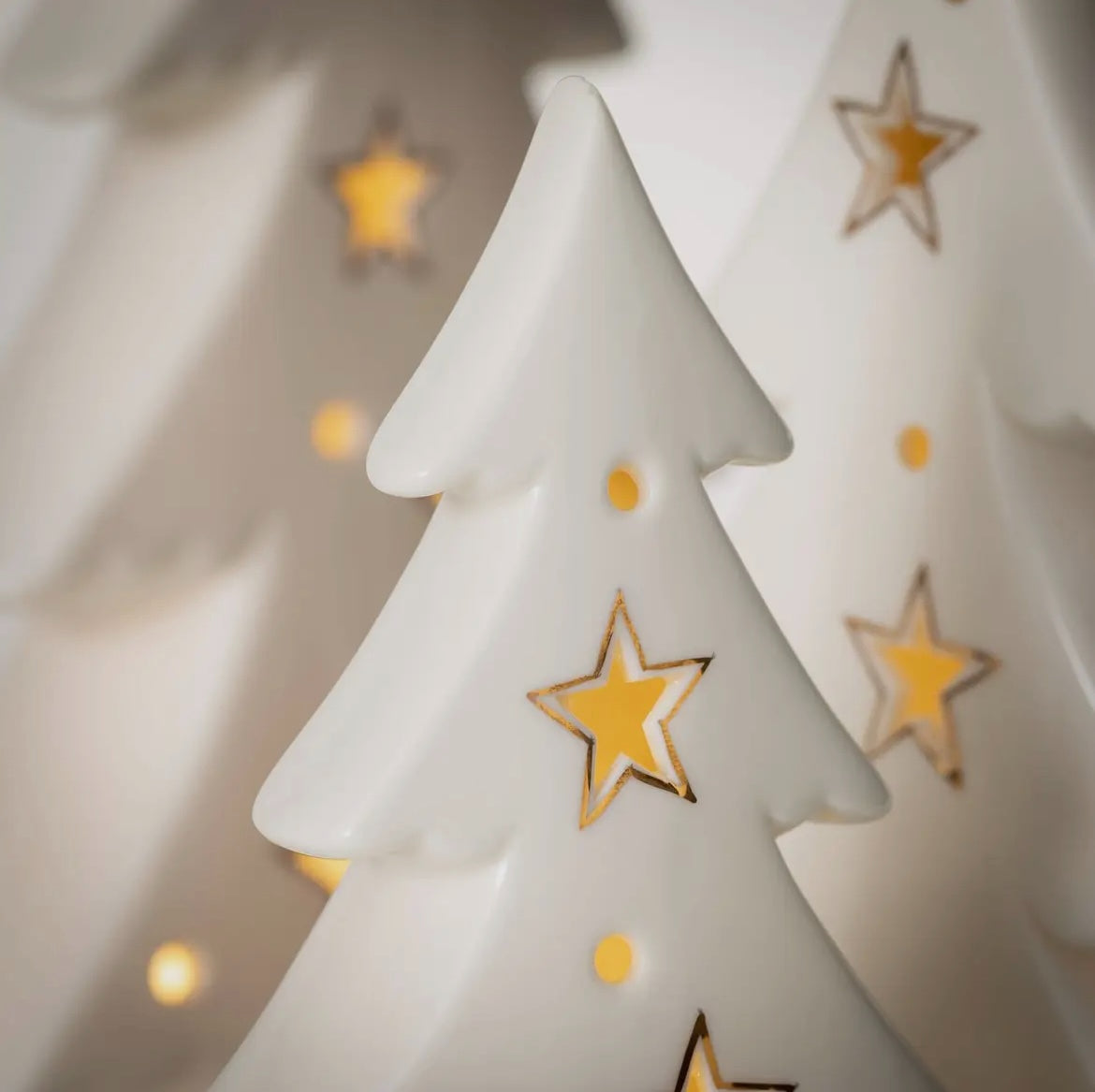 Lighted Porcelain Star Tree Set