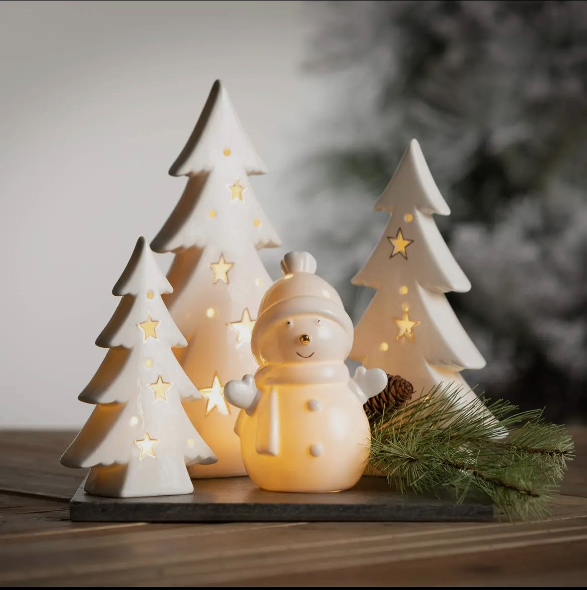 Lighted Porcelain Star Tree Set