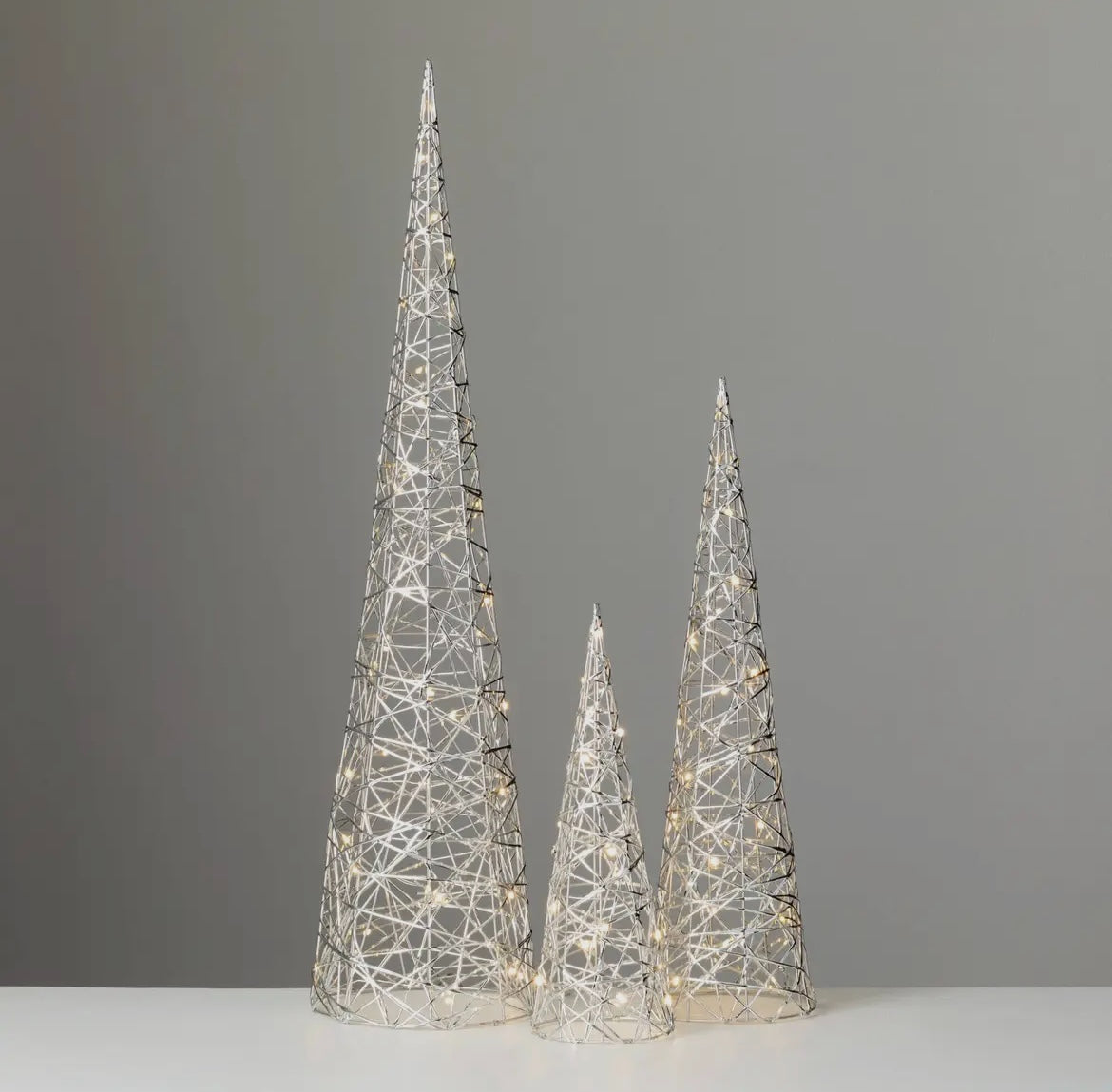 Lighted Cone Tree Set – Gold or Silver