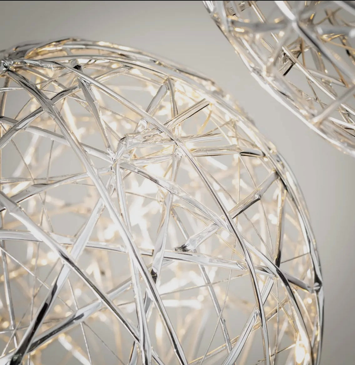 Lighted Hanging Ball Ornaments – Set of 2 | Silver or Gold Metal Globes with LED Lights