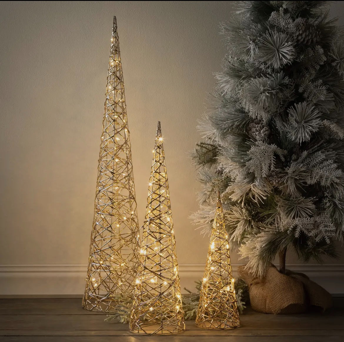 Lighted Cone Tree Set – Gold or Silver