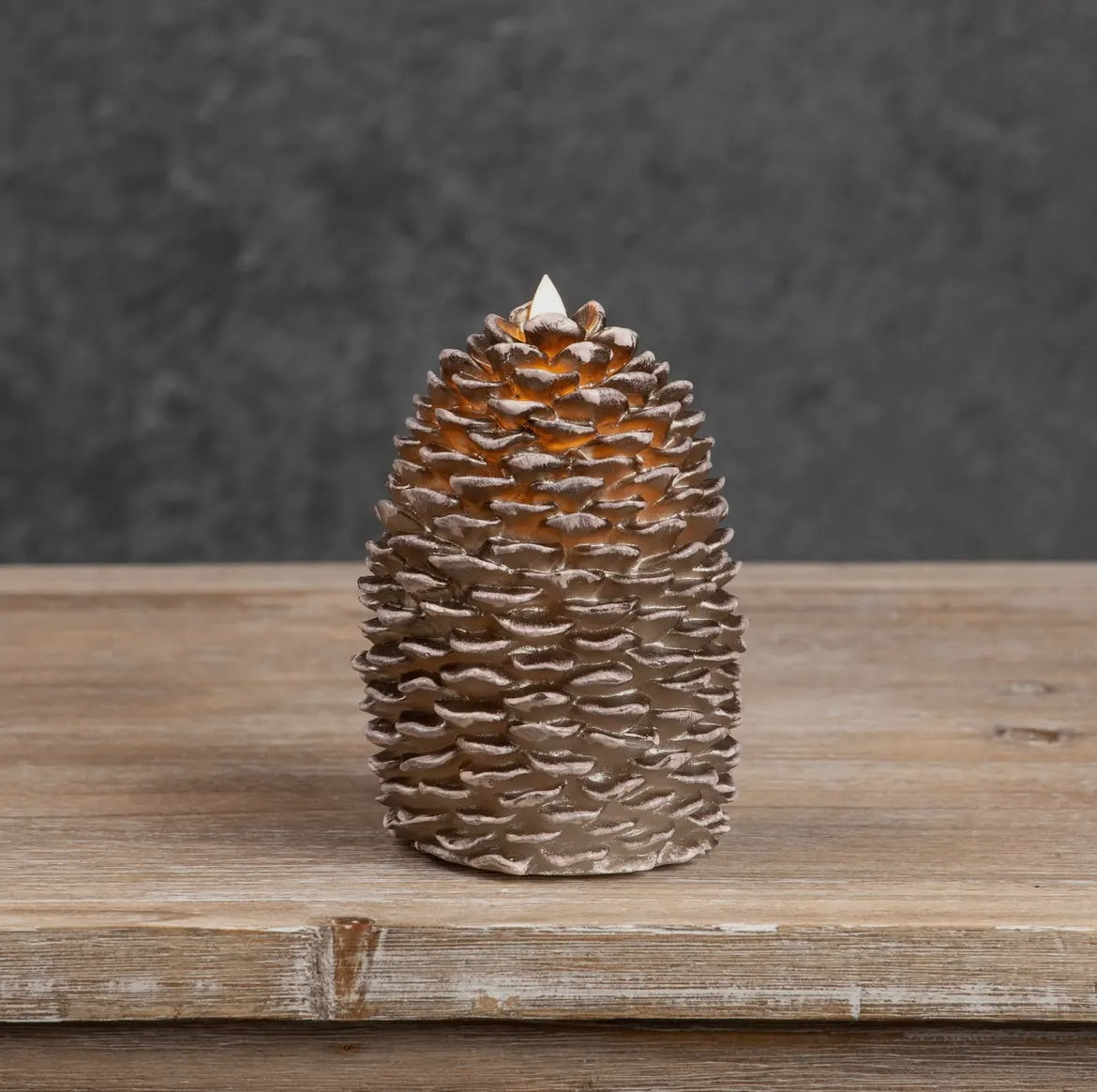 Flameless Pinecone Candle – 6" Moving Flame LED with Timer