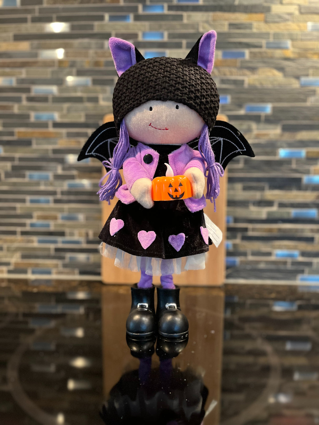 Standing Bat Girl with Pumpkin