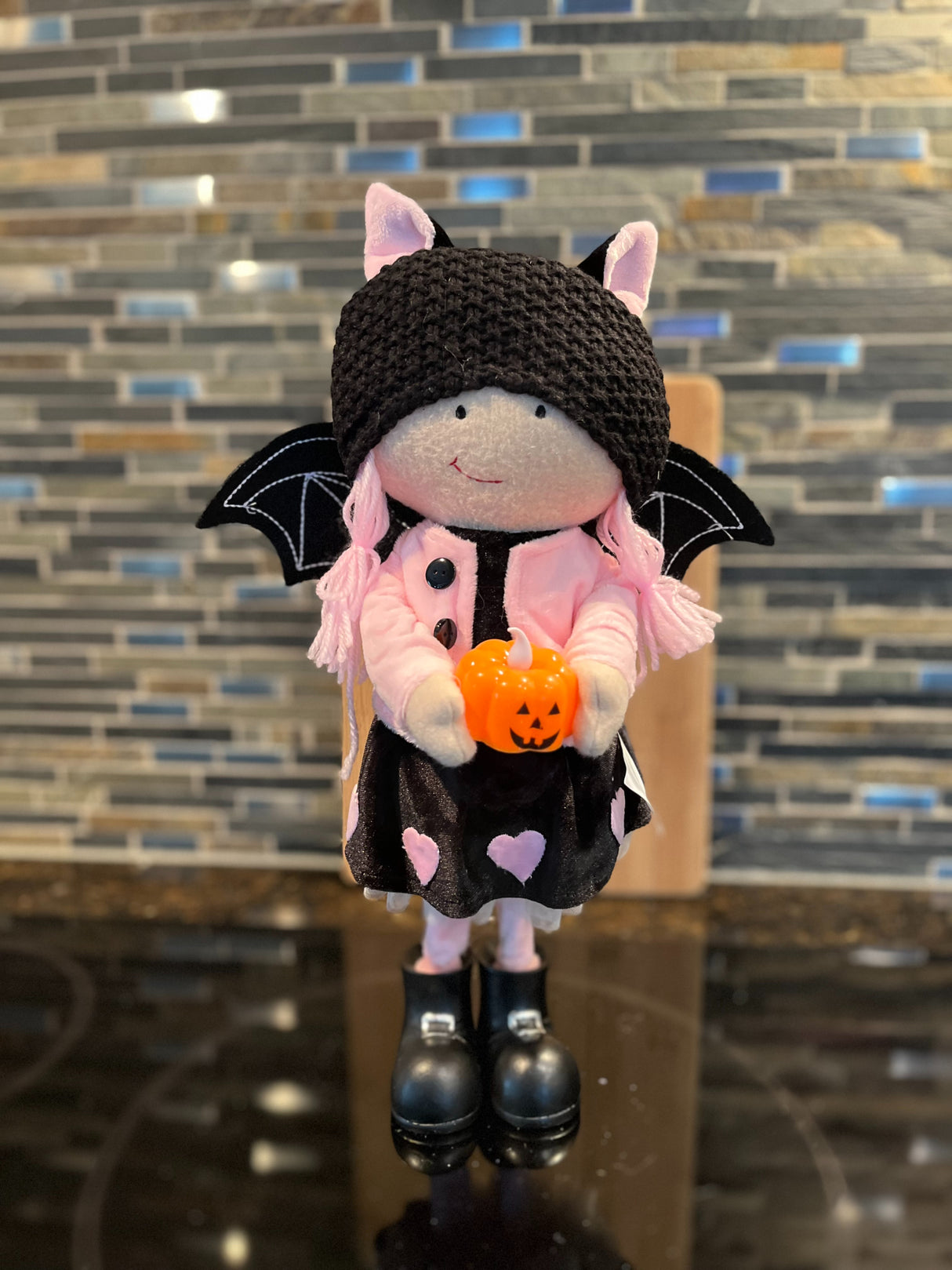 Standing Bat Girl with Pumpkin