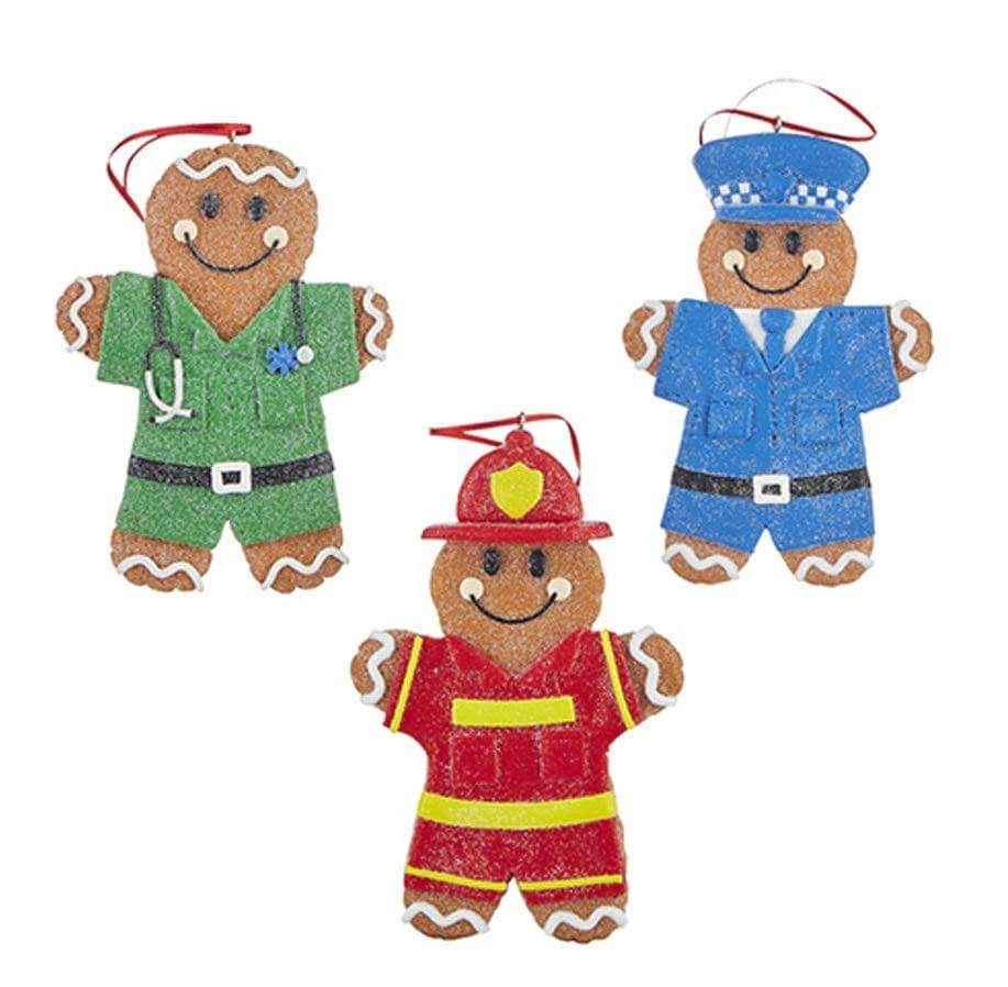 RAZ Gingerbread First Responder Ornament – Faux Cookie Hero (5.25")