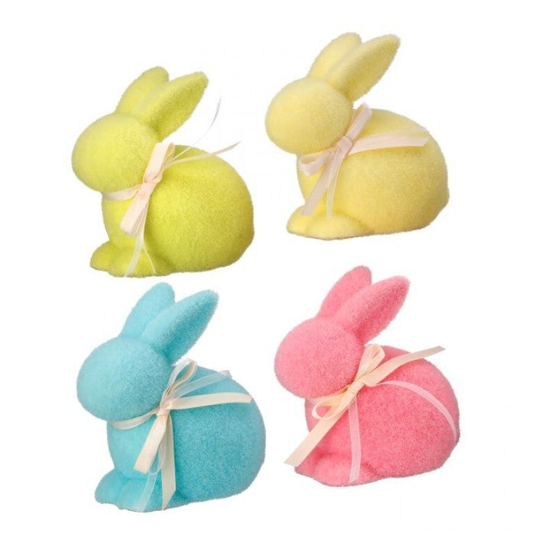 Flocked Bunny Figurines – Pastel Spring Collection