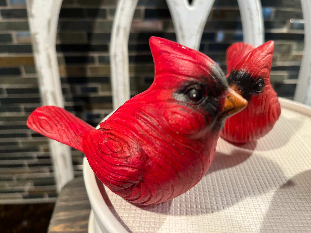 Set of 3 Red Cardinal Tabletop Figurines – Woodland Christmas Decor