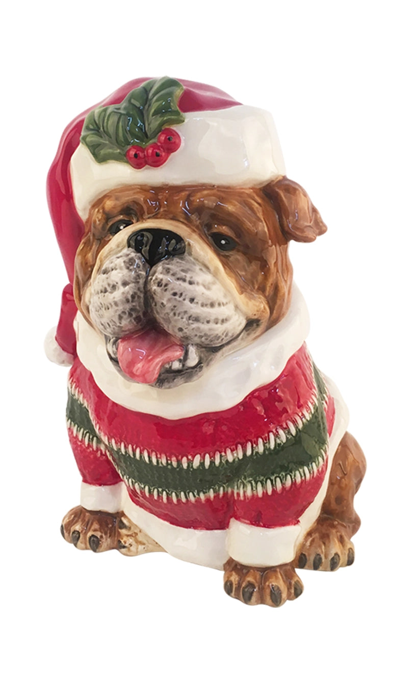 English Bulldog Christmas Cookie Jar – Blue Sky Clay Works