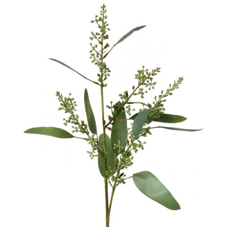 Long Seed Finger Eucalyptus Spray – 28" Grey-Green Faux Stem