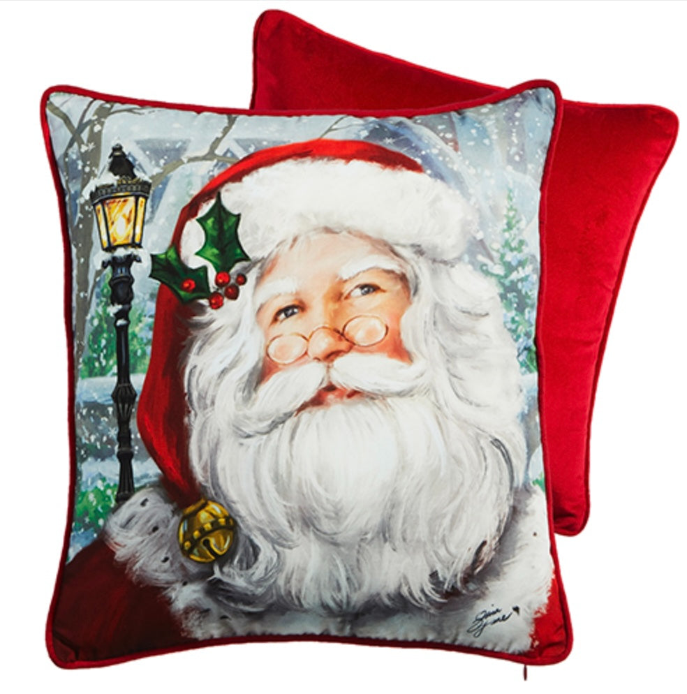 Vintage Santa Claus Christmas Throw Pillow – Holiday Accent for Sofa, Entry Bench, or Guest Room