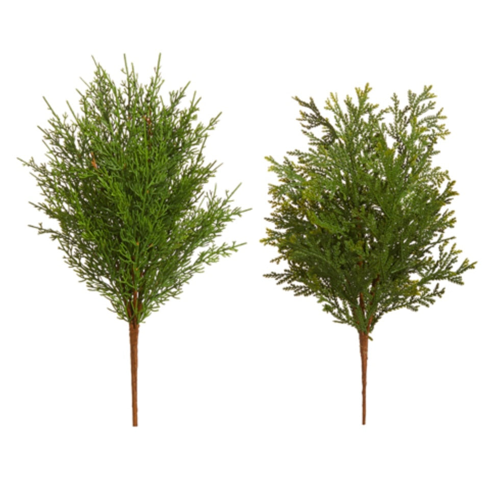Cedar Greenery Pick – Set of 2 - 19" Faux Winter Botanical Assortment