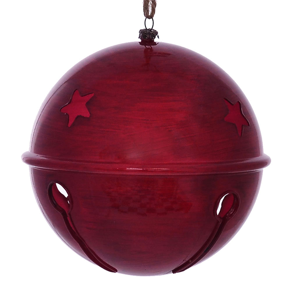 Red Wood Grain Bell Ornaments – Set of 2