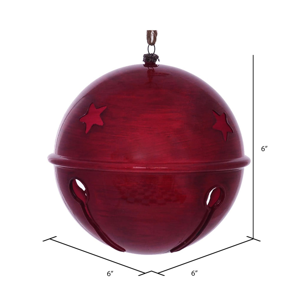 Red Wood Grain Bell Ornaments – Set of 2