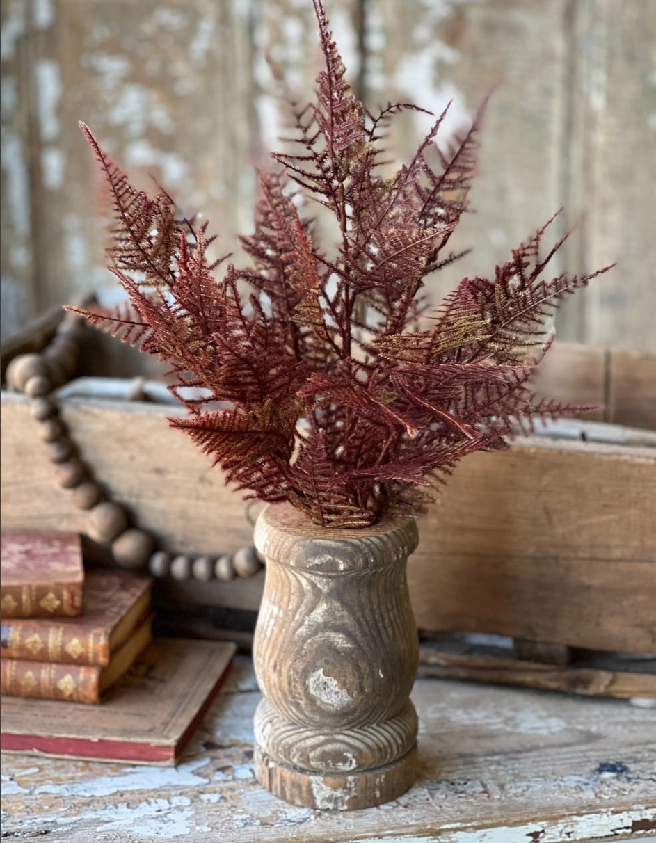 Bordeaux Fern Bush – 19″ Flocked Faux Greenery Stem