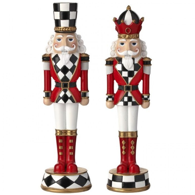 Sophisticated Black & White Nutcracker – 13″ Resin Figurine