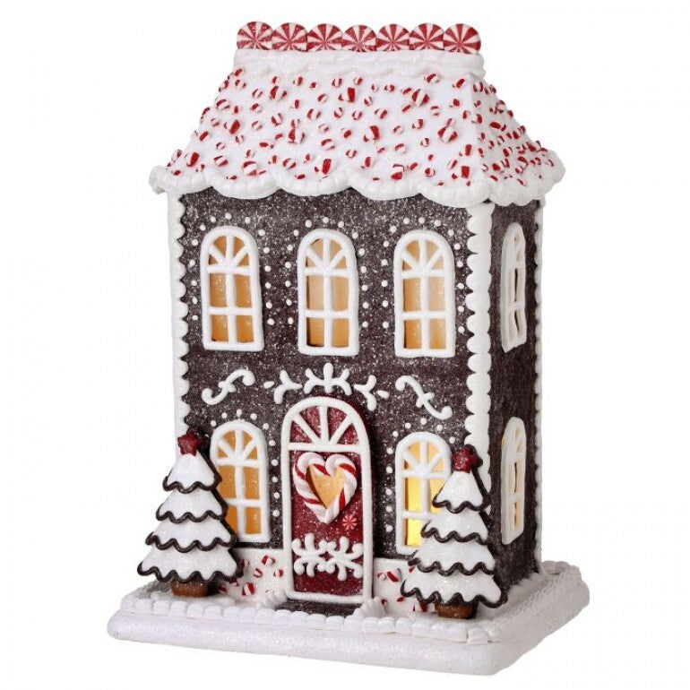 Peppermint Dreams Gingerbread House – 13" LED Lighted Christmas Décor