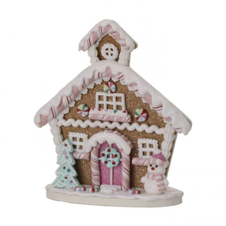 Pastel Candy Cottage – 8″ Claydough Gingerbread Flat House by Regency