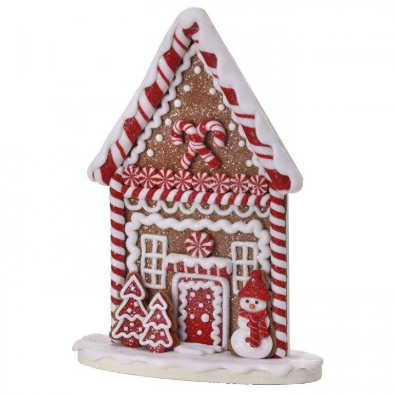 Flat Peppermint Dreams Gingerbread House – 9″ Claydough Holiday Accent