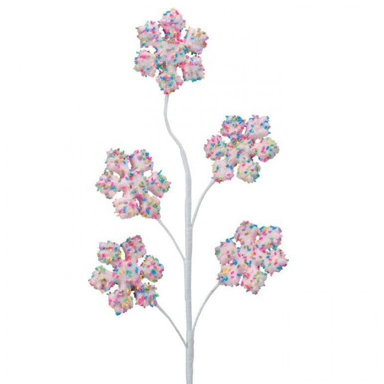 Glittered Snowflake Spray – Set of 3 27″ Pink Holiday Picks
