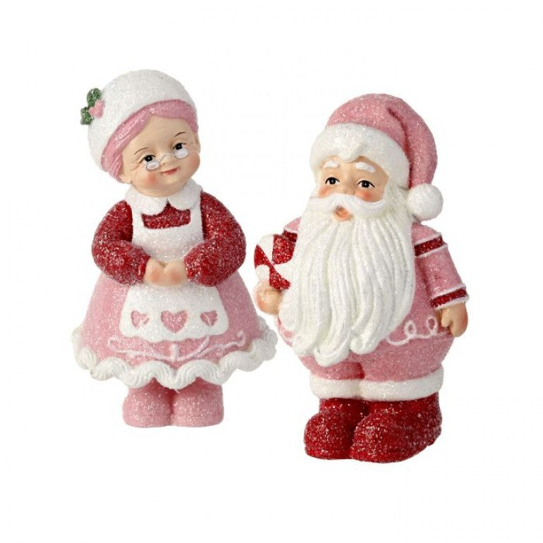 Sweets Santa & Mrs. Claus Figurine Set – 6″ Candy-Themed Resin Duo